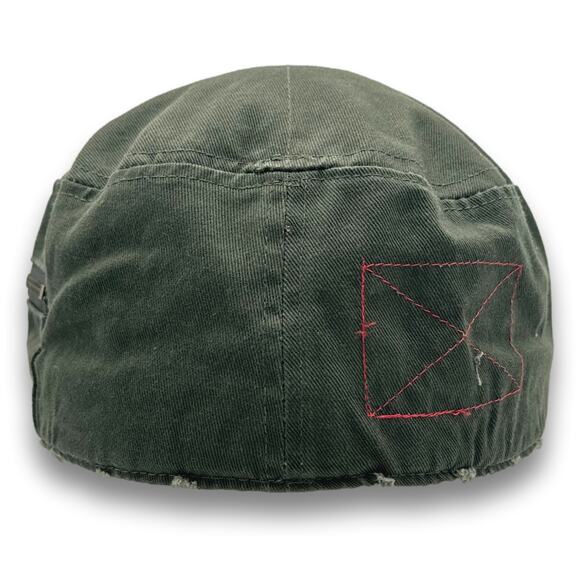Army Cadet Hat Distressed Round Top BDU Baseball Castro Cap With Zippered Pocket - Picture 4 of 8